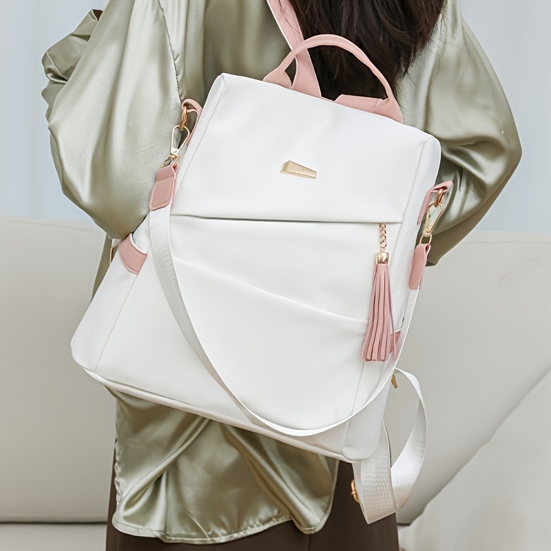 Simple Solid Color Shoulder Bag Female New Fashion Travel Backpack Dual-use s Large-capacity Leisure Female Schoolbag Backpack Purse for Women - Image 6