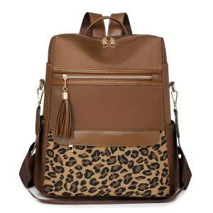 Simple, Stylish, and Lightweight Multi-purpose Leopard Print Women's Backpack, Large Capacity, Versatile Casual Oxford Cloth Leisure Bag - Image 8