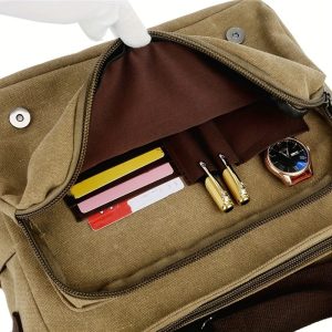 Vintage Canvas Bag Men'S Business Travel Bag College Backpack Large Capacity Shoulder Bag Casual Crossbody Bag Men'S Bag-B - Image 7