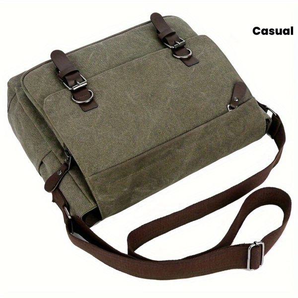 Vintage Canvas Bag Men'S Business Travel Bag College Backpack Large Capacity Shoulder Bag Casual Crossbody Bag Men'S Bag-B