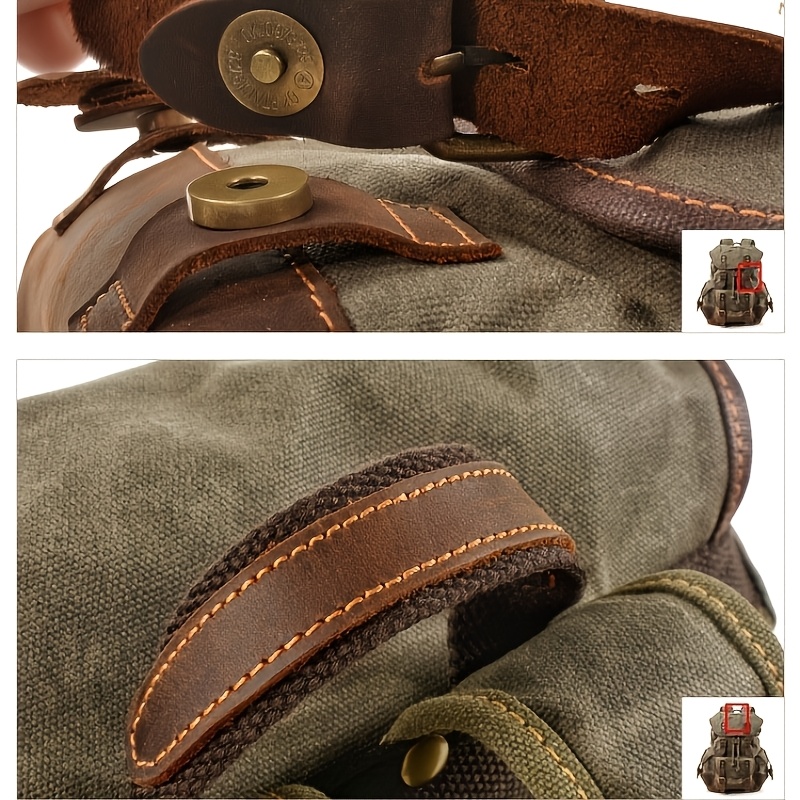 Vintage Outdoor Backpack Casual Student School Bag Large Capacity Travel Backpack Stitched Mountaineering Bag - Image 6
