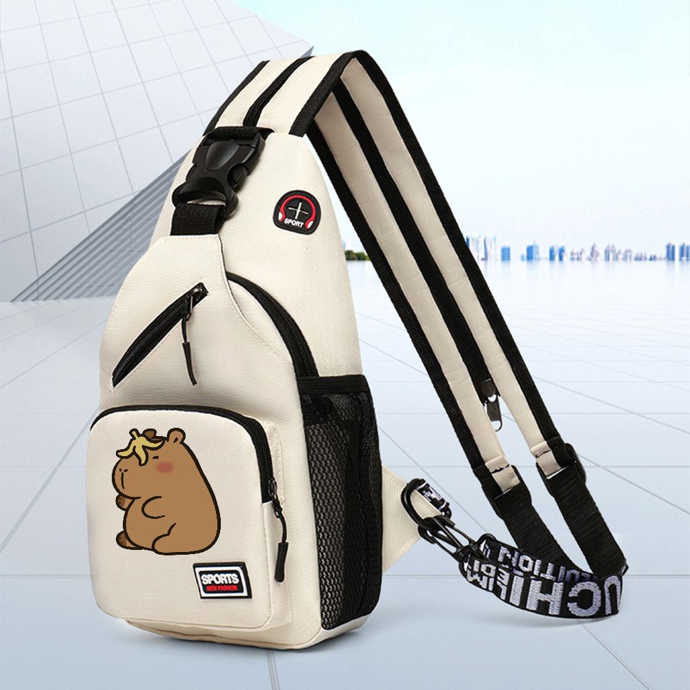 1pc Capybara Adjustable Crossbody Backpack with Headphone Jack, Multiple Compartments, Suitable for Travel and Hiking, Crossbody Backpack with Cartoon Print - Image 7
