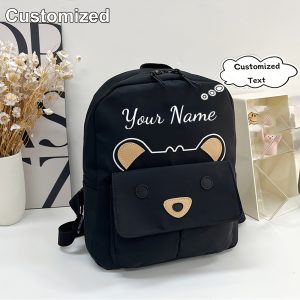 1pc ' Personalized Name Text Backpack with Cute Bear Pattern - Back Bag, Lightweight Nylon Bookbag Suitable for Travel, Commuting, Gift for Sisters (Add Your Name) - Image 8