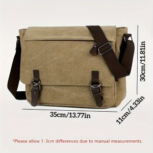 Vintage Canvas Bag Men'S Business Travel Bag College Backpack Large Capacity Shoulder Bag Casual Crossbody Bag Men'S Bag-B - Image 5