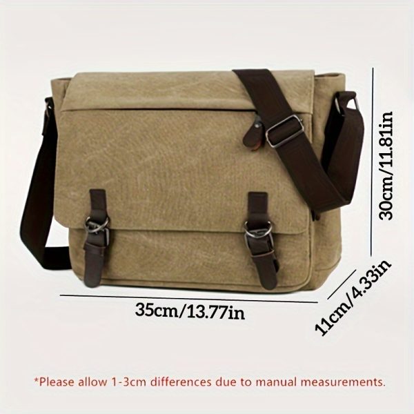 Vintage Canvas Bag Men'S Business Travel Bag College Backpack Large Capacity Shoulder Bag Casual Crossbody Bag Men'S Bag-B