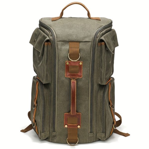 Spacious Canvas Hiking Backpack - Durable, Versatile & Stylish - For Hiking, Camping, Traveling, School & Work - Ideal for Outdoor Enthusiasts & Busy Individuals - Perfect Gift for Adventurers