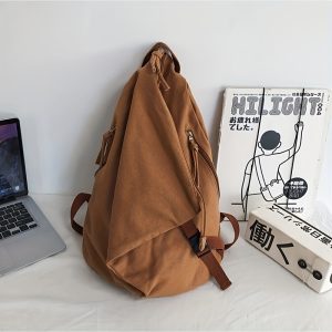 Fashion Backpack, Pure Backpack, Solid Color Large Capacity Student Bookbag, Workwear Style - Image 5