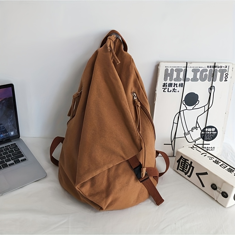 Fashion Backpack, Pure Backpack, Solid Color Large Capacity Student Bookbag, Workwear Style - Image 5