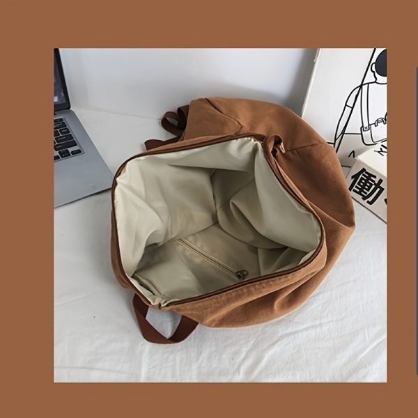 Fashion Backpack, Pure Backpack, Solid Color Large Capacity Student Bookbag, Workwear Style