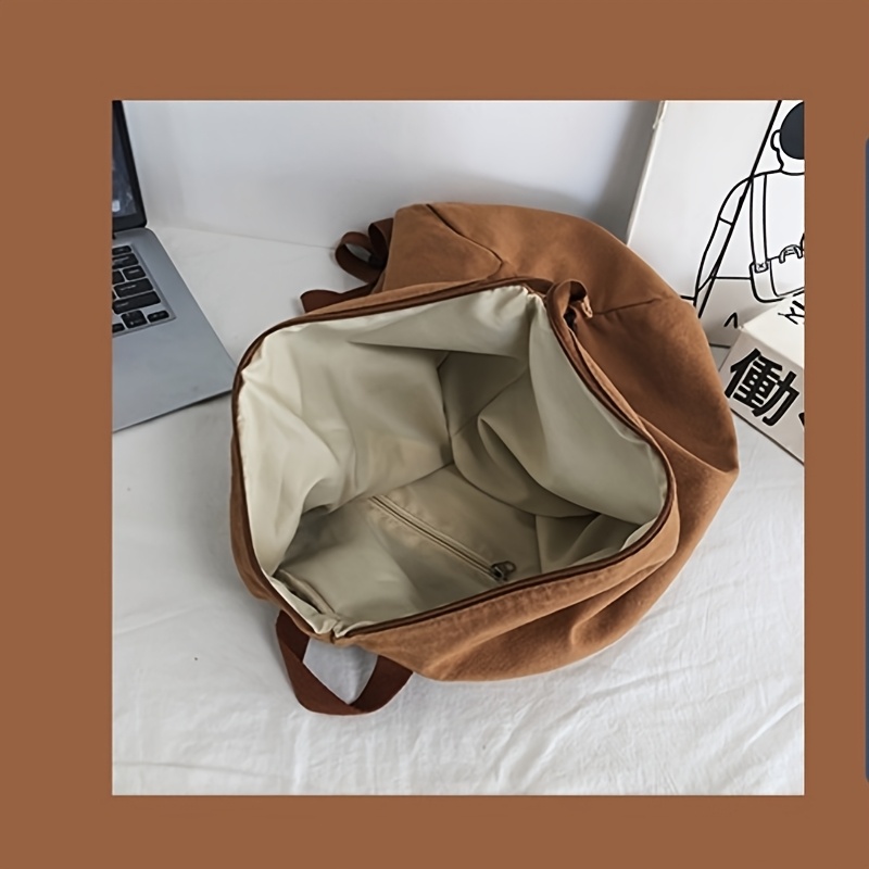 Fashion Backpack, Pure Backpack, Solid Color Large Capacity Student Bookbag, Workwear Style - Image 4