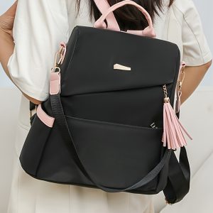 Simple Solid Color Shoulder Bag Female New Fashion Travel Backpack Dual-use s Large-capacity Leisure Female Schoolbag Backpack Purse for Women - Image 5
