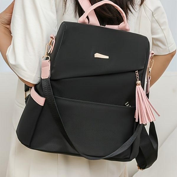 Simple Solid Color Shoulder Bag Female New Fashion Travel Backpack Dual-use s Large-capacity Leisure Female Schoolbag Backpack Purse for Women