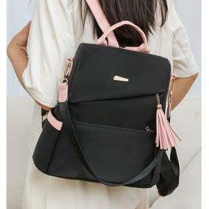 Simple Solid Color Shoulder Bag Female New Fashion Travel Backpack Dual-use s Large-capacity Leisure Female Schoolbag Backpack Purse for Women - Image 7