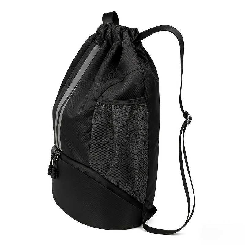 Sports Drawstring Backpack – Swimming Gym Bag with Shoe Compartment And Wet Pocket for Womenu002FMen, Navy Blue, Sports Drawstring Backpack Men