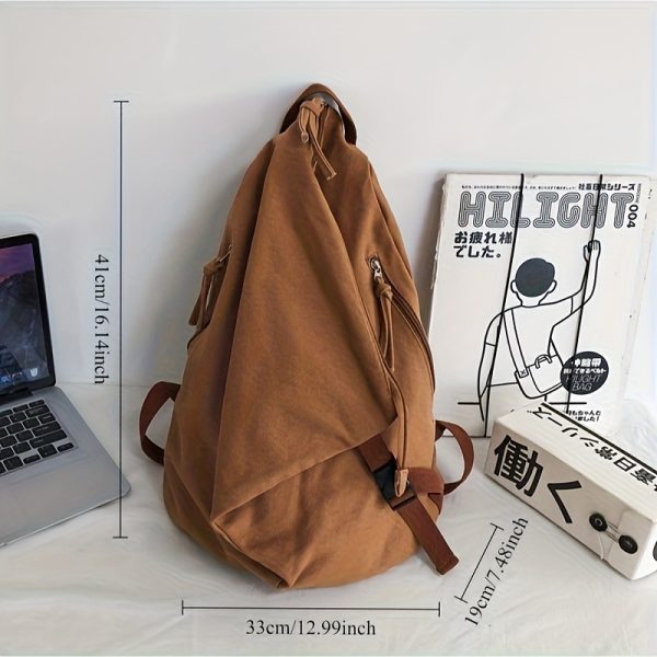 Fashion Backpack, Pure Backpack, Solid Color Large Capacity Student Bookbag, Workwear Style