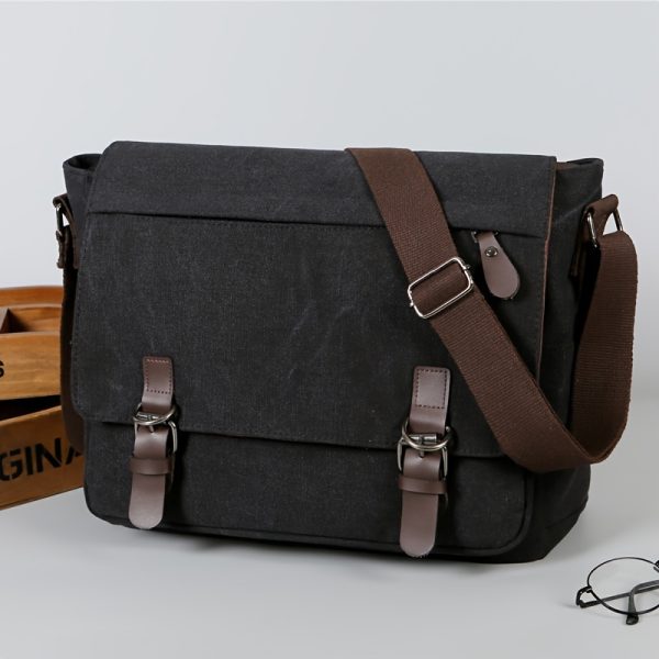 Vintage Canvas Bag Men'S Business Travel Bag College Backpack Large Capacity Shoulder Bag Casual Crossbody Bag Men'S Bag-B