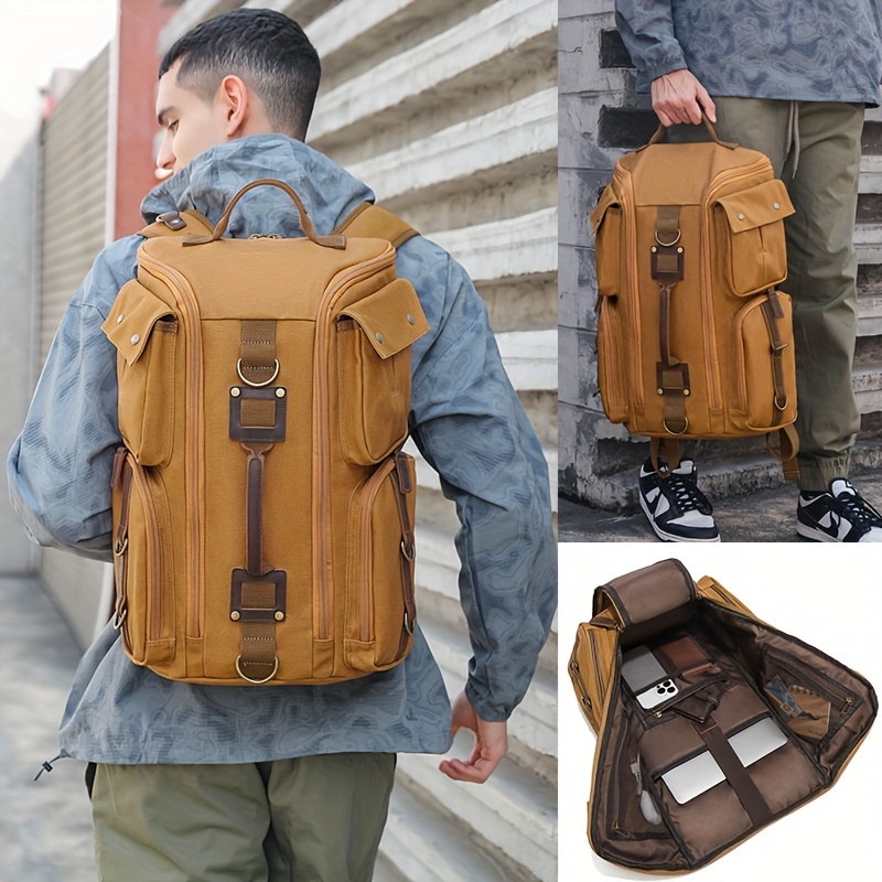 Spacious Canvas Hiking Backpack - Durable, Versatile & Stylish - For Hiking, Camping, Traveling, School & Work - Ideal for Outdoor Enthusiasts & Busy Individuals - Perfect Gift for Adventurers - Image 2