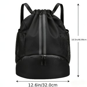 Sports Drawstring Backpack – Swimming Gym Bag with Shoe Compartment And Wet Pocket for Womenu002FMen, Navy Blue, Sports Drawstring Backpack Men'S Women'S Backpack