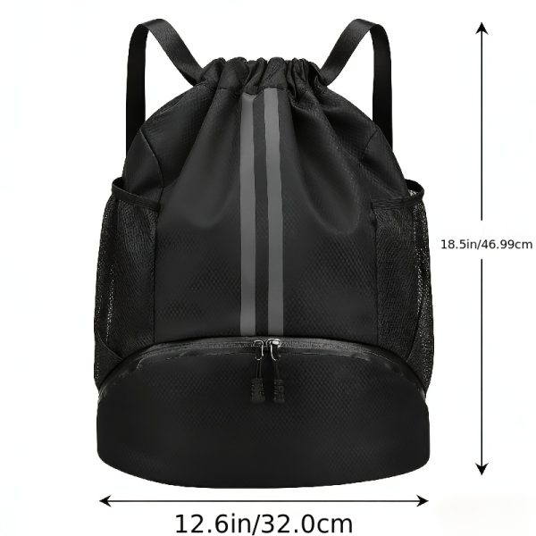 Sports Drawstring Backpack – Swimming Gym Bag with Shoe Compartment And Wet Pocket for Womenu002FMen, Navy Blue, Sports Drawstring Backpack Men'S Women'S Backpack