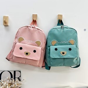 1pc ' Personalized Name Text Backpack with Cute Bear Pattern - Back Bag, Lightweight Nylon Bookbag Suitable for Travel, Commuting, Gift for Sisters (Add Your Name)
