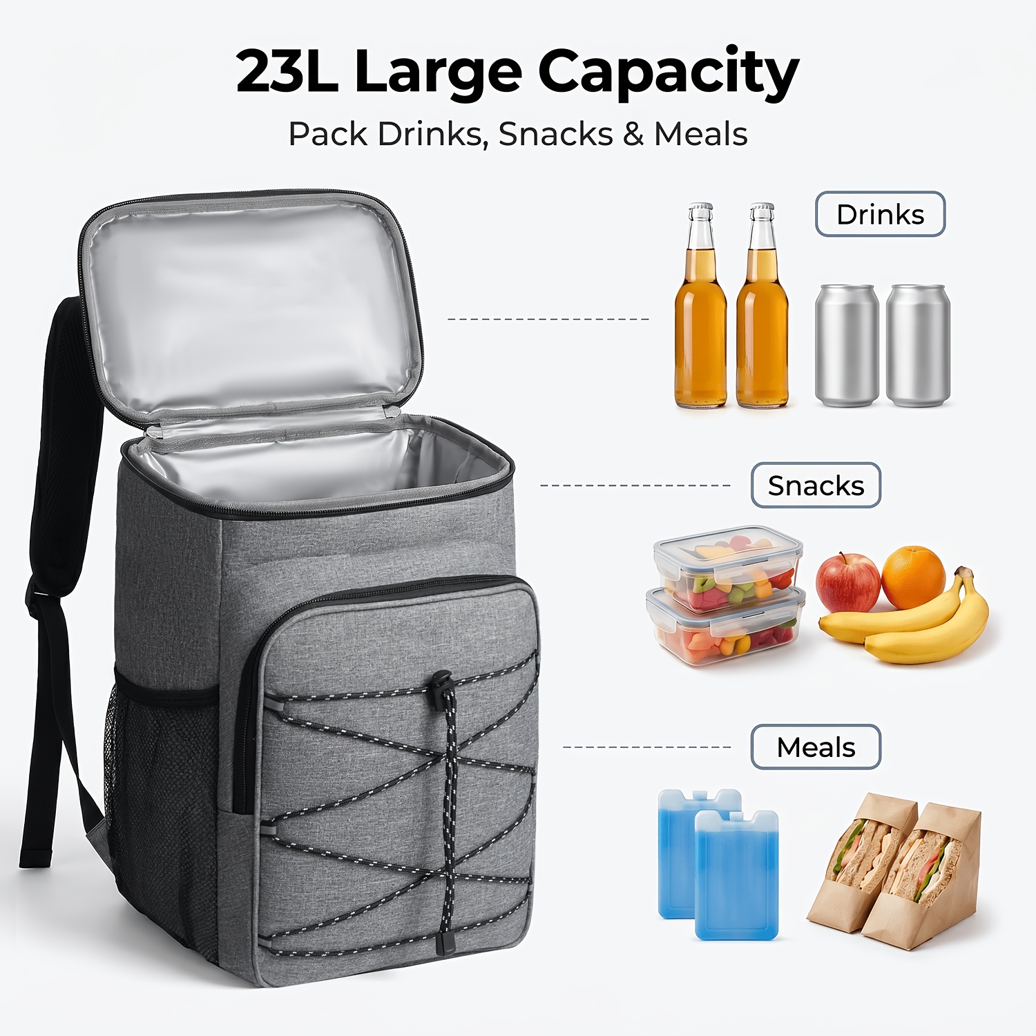 Large Capacity Durable Oxford Cloth Thermal Insulation Backpack, Portable Leak-Proof Insulated Bag, Ice Bag, Suitable for Schools, Canteens, Camping, Picnics, And Beaches, Youth And Workers for Home Kitchen Supplies - Image 2