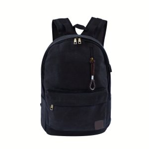 1pc Leisure Commuting Backpack Canvas Large Capacity Computer Backpack Black Grey Coffee European and American Middle and High School Students Backpacks, for Teenager - Image 4