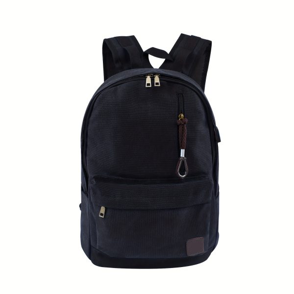 1pc Leisure Commuting Backpack Canvas Large Capacity Computer Backpack Black Grey Coffee European and American Middle and High School Students Backpacks, for Teenager