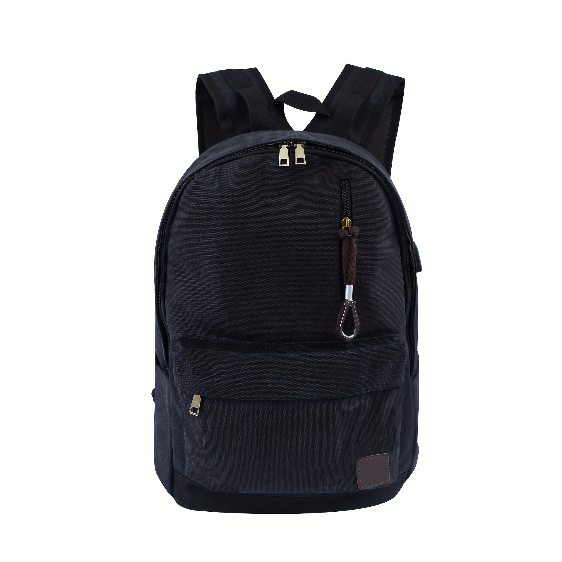 1pc Leisure Commuting Backpack Canvas Large Capacity Computer Backpack Black Grey Coffee European and American Middle and High School Students Backpacks, for Teenager - Image 4