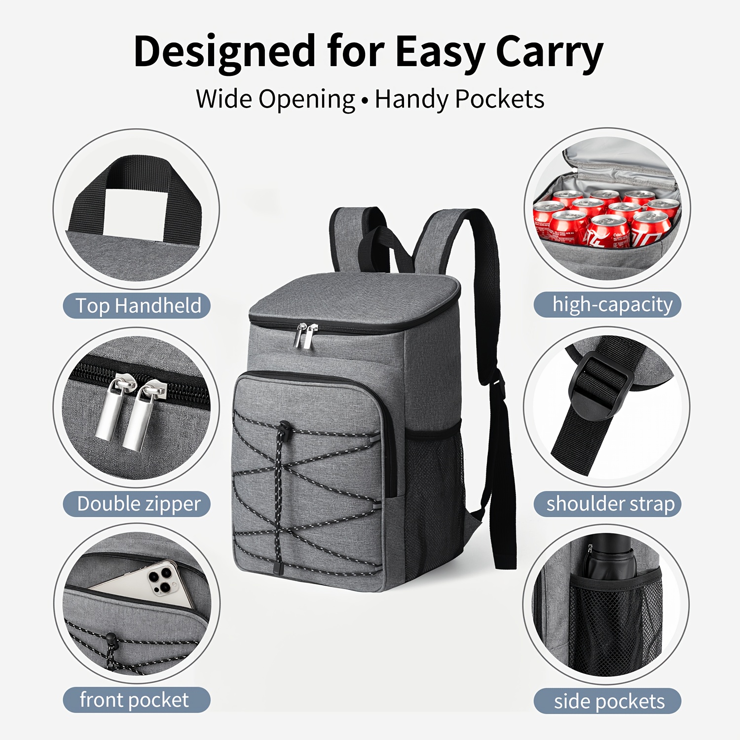 Large Capacity Durable Oxford Cloth Thermal Insulation Backpack, Portable Leak-Proof Insulated Bag, Ice Bag, Suitable for Schools, Canteens, Camping, Picnics, And Beaches, Youth And Workers for Home Kitchen Supplies - Image 8