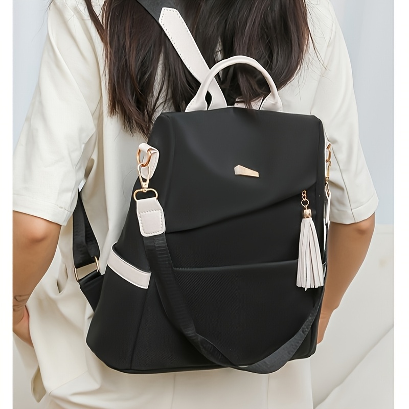 Simple Solid Color Shoulder Bag Female New Fashion Travel Backpack Dual-use s Large-capacity Leisure Female Schoolbag Backpack Purse for Women - Image 3