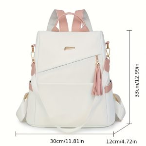 Simple Solid Color Shoulder Bag Female New Fashion Travel Backpack Dual-use s Large-capacity Leisure Female Schoolbag Backpack Purse for Women - Image 2