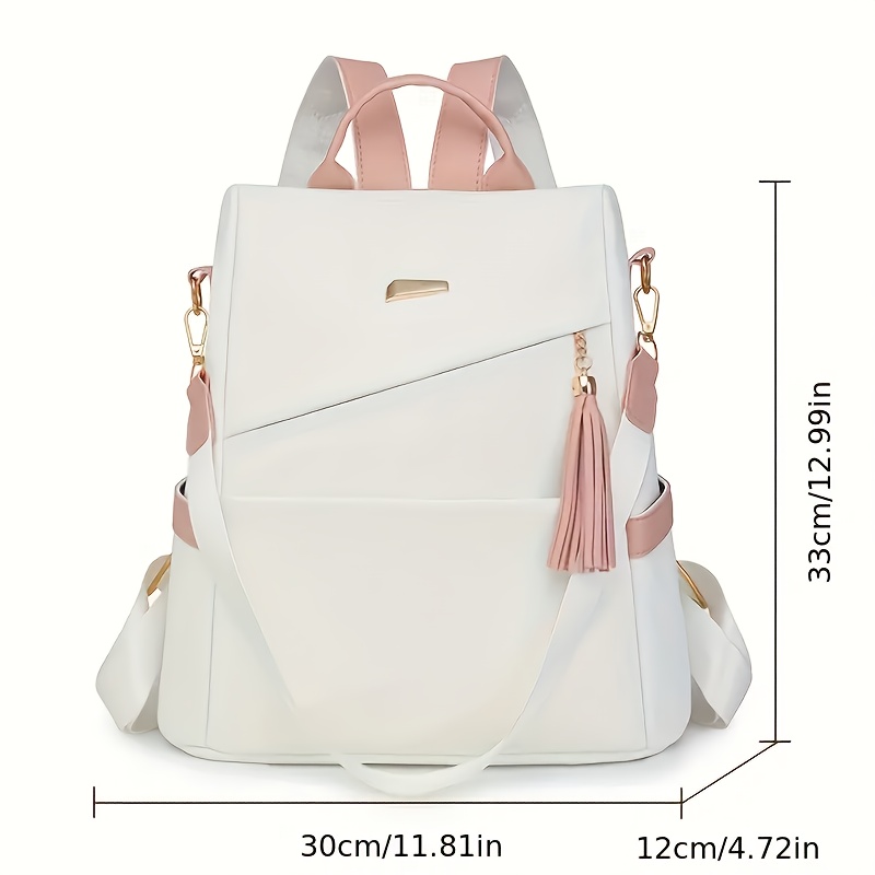 Simple Solid Color Shoulder Bag Female New Fashion Travel Backpack Dual-use s Large-capacity Leisure Female Schoolbag Backpack Purse for Women - Image 2