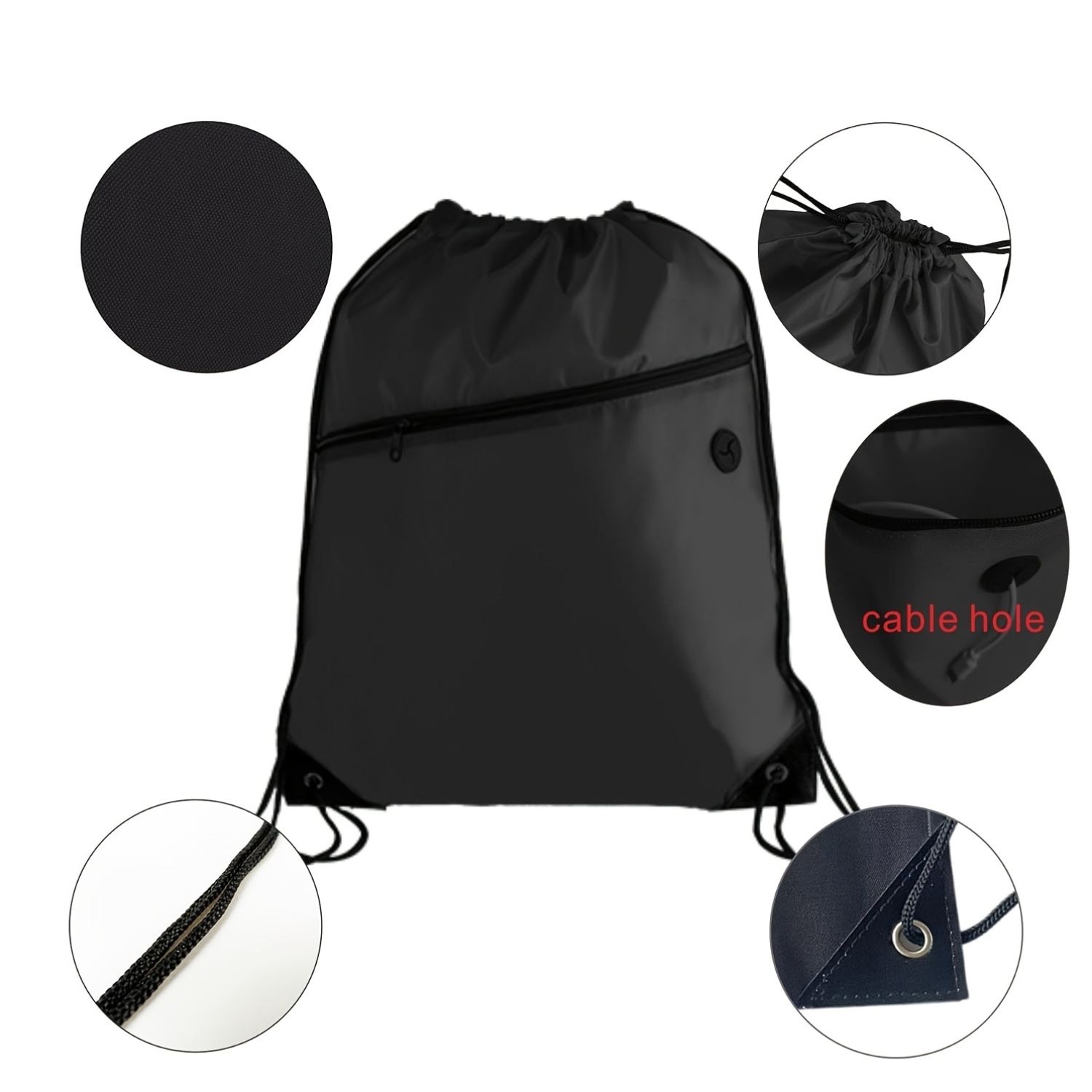 1pc Multifunctional Drawstring Pouch Large Capacity Lightweight Backpack Foldable Storage Bag Wear-Resistant Nylon Beach Vacation Beach Swimming Portable Storage Bag Sports Fitness  Swimming  Outdoor  Travel Universal Backpack - Image 2