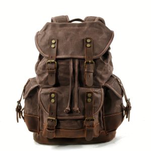 Vintage Outdoor Backpack Casual Student School Bag Large Capacity Travel Backpack Stitched Mountaineering Bag - Image 5