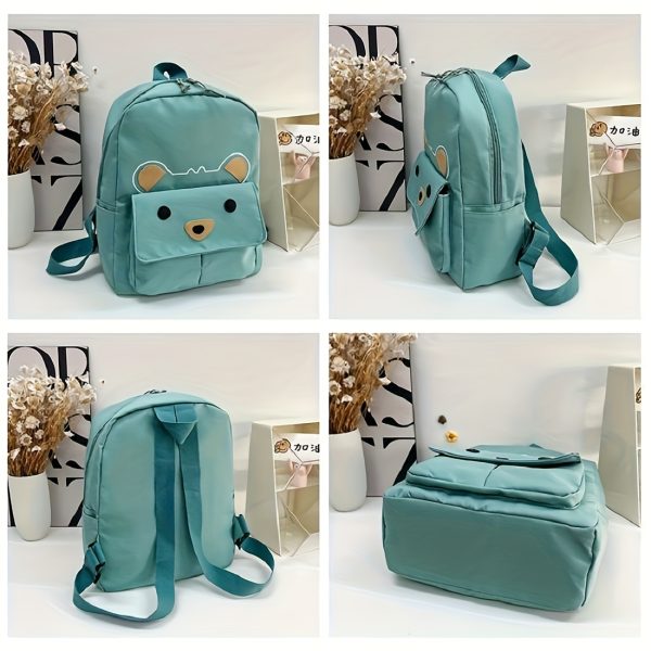 1pc ' Personalized Name Text Backpack with Cute Bear Pattern - Back Bag, Lightweight Nylon Bookbag Suitable for Travel, Commuting, Gift for Sisters (Add Your Name)