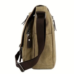 Vintage Canvas Bag Men'S Business Travel Bag College Backpack Large Capacity Shoulder Bag Casual Crossbody Bag Men'S Bag-B - Image 4