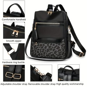 Simple, Stylish, and Lightweight Multi-purpose Leopard Print Women's Backpack, Large Capacity, Versatile Casual Oxford Cloth Leisure Bag - Image 13