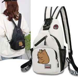 1pc Capybara Adjustable Crossbody Backpack with Headphone Jack, Multiple Compartments, Suitable for Travel and Hiking, Crossbody Backpack with Cartoon Print - Image 4