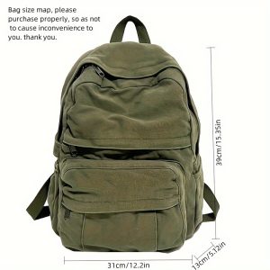 Solid color old retro Women's bag, casual Women's backpack, very suitable for daily use. - Image 4