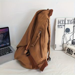 Fashion Backpack, Pure Backpack, Solid Color Large Capacity Student Bookbag, Workwear Style - Image 2