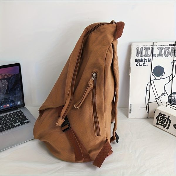Fashion Backpack, Pure Backpack, Solid Color Large Capacity Student Bookbag, Workwear Style