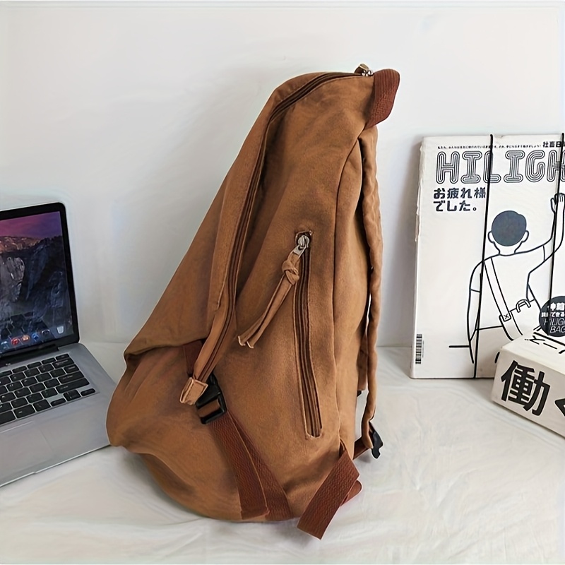 Fashion Backpack, Pure Backpack, Solid Color Large Capacity Student Bookbag, Workwear Style - Image 2