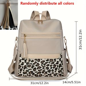 Simple, Stylish, and Lightweight Multi-purpose Leopard Print Women's Backpack, Large Capacity, Versatile Casual Oxford Cloth Leisure Bag - Image 2