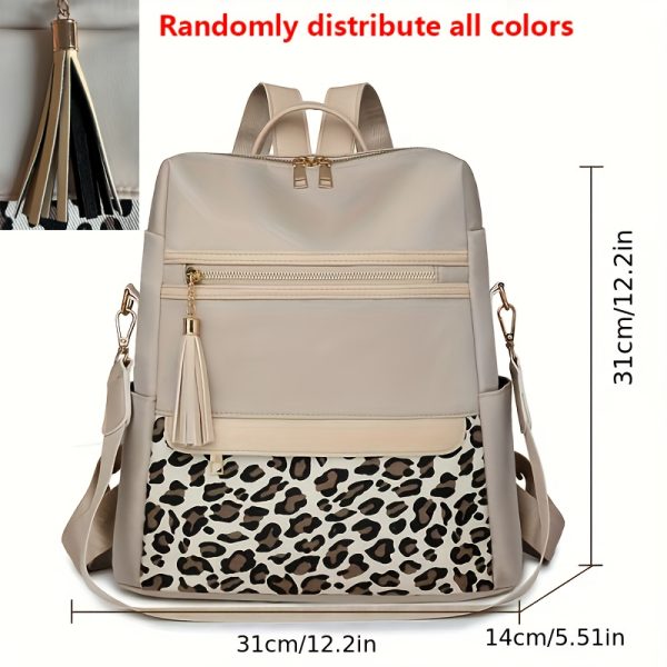 Simple, Stylish, and Lightweight Multi-purpose Leopard Print Women's Backpack, Large Capacity, Versatile Casual Oxford Cloth Leisure Bag