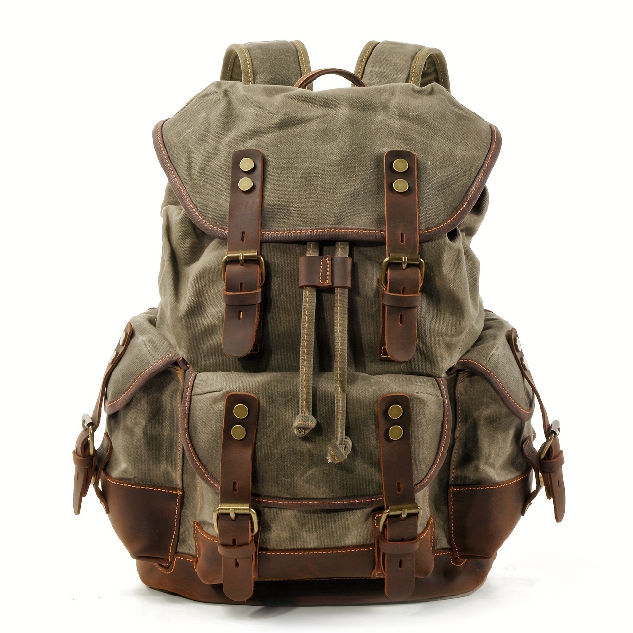 Vintage Outdoor Backpack Casual Student School Bag Large Capacity Travel Backpack Stitched Mountaineering Bag - Image 4