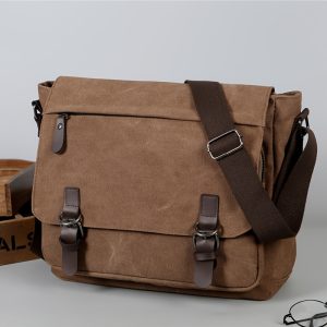 Vintage Canvas Bag Men'S Business Travel Bag College Backpack Large Capacity Shoulder Bag Casual Crossbody Bag Men'S Bag-B - Image 8