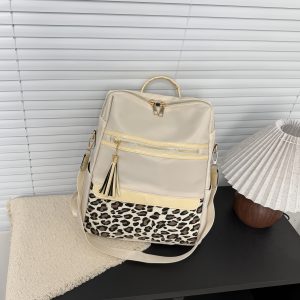 Simple, Stylish, and Lightweight Multi-purpose Leopard Print Women's Backpack, Large Capacity, Versatile Casual Oxford Cloth Leisure Bag - Image 5