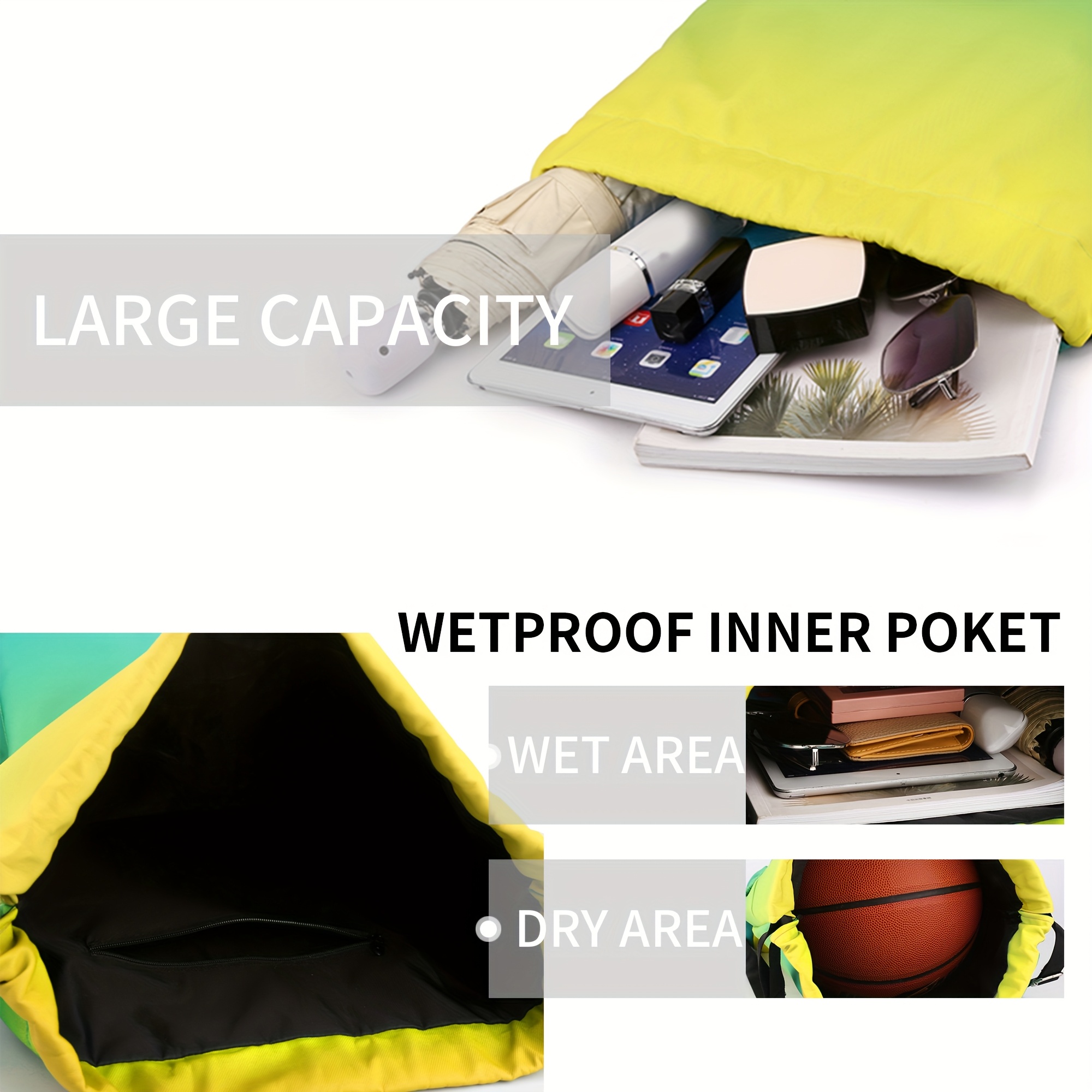 Leisure Backpack High-capacity Drawstring Backpack Strap Pocket Training Bag Outdoor Travel Bag Travel Bag - Image 6