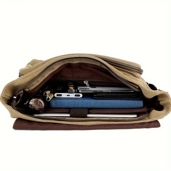 Vintage Canvas Bag Men'S Business Travel Bag College Backpack Large Capacity Shoulder Bag Casual Crossbody Bag Men'S Bag-B