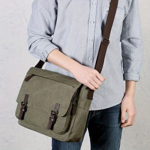 Vintage Canvas Bag Men'S Business Travel Bag College Backpack Large Capacity Shoulder Bag Casual Crossbody Bag Men'S Bag-B - Image 3